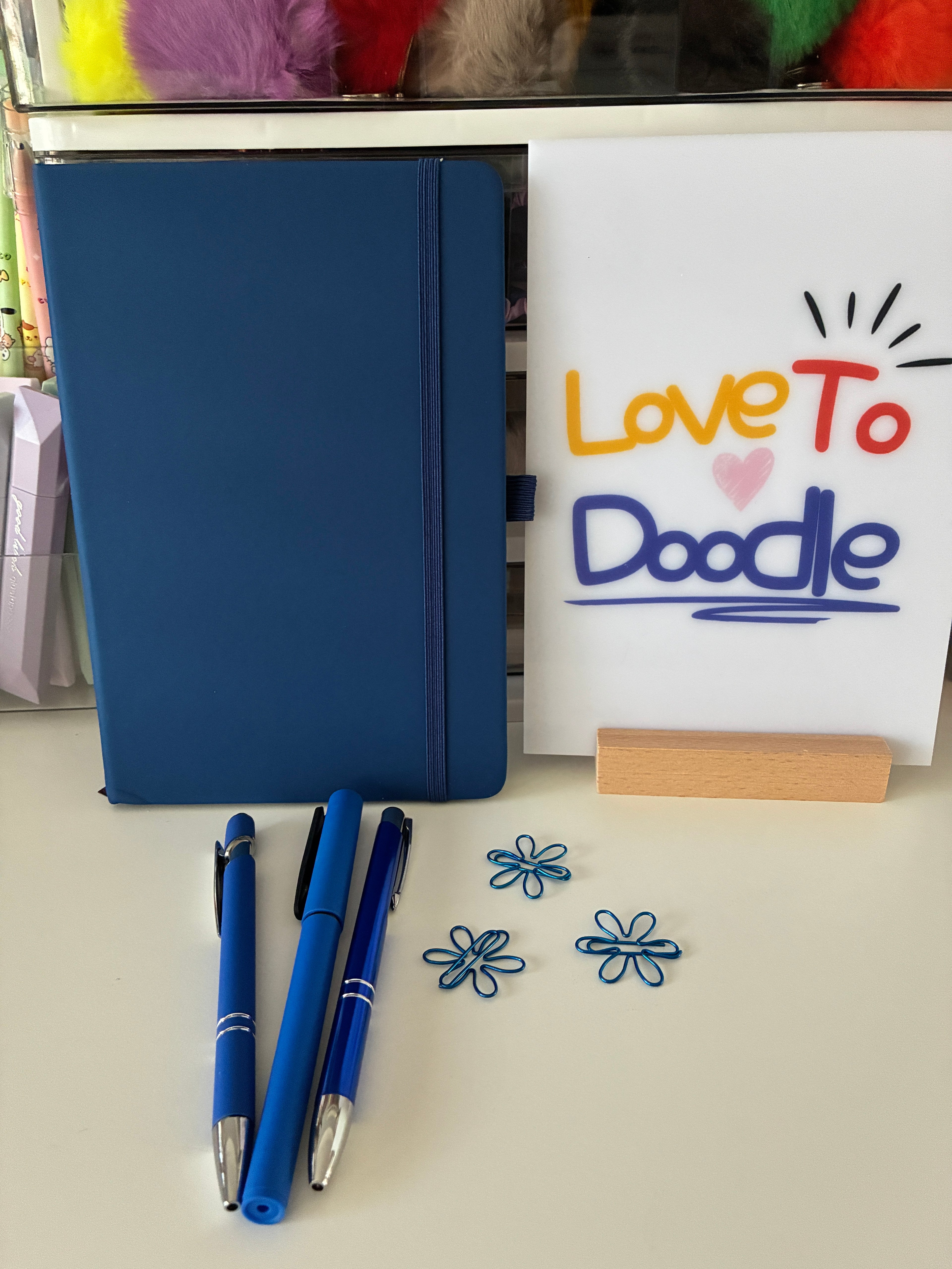Navy A5 Notebook and Pens
