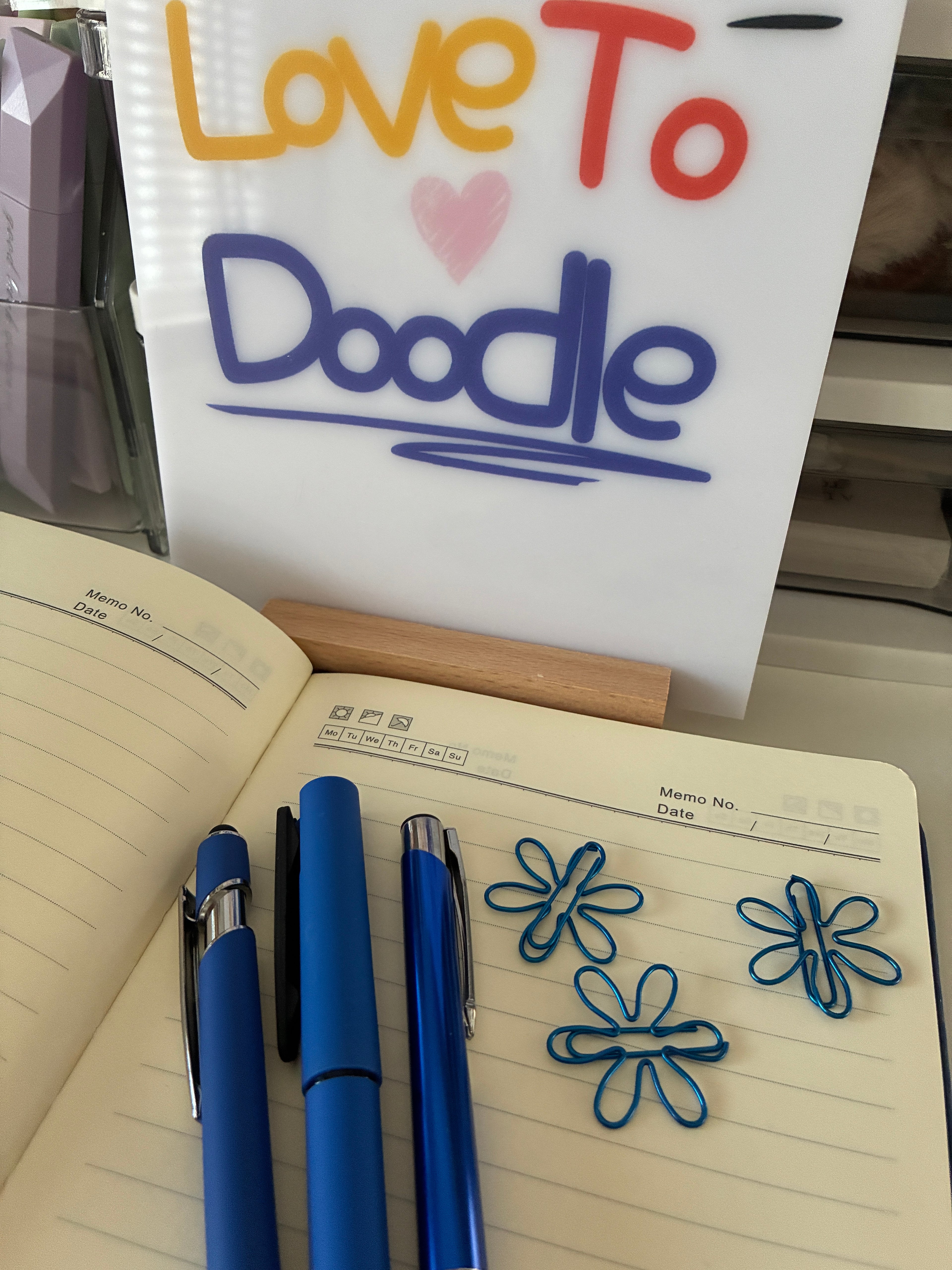 Navy A5 Notebook and Pens