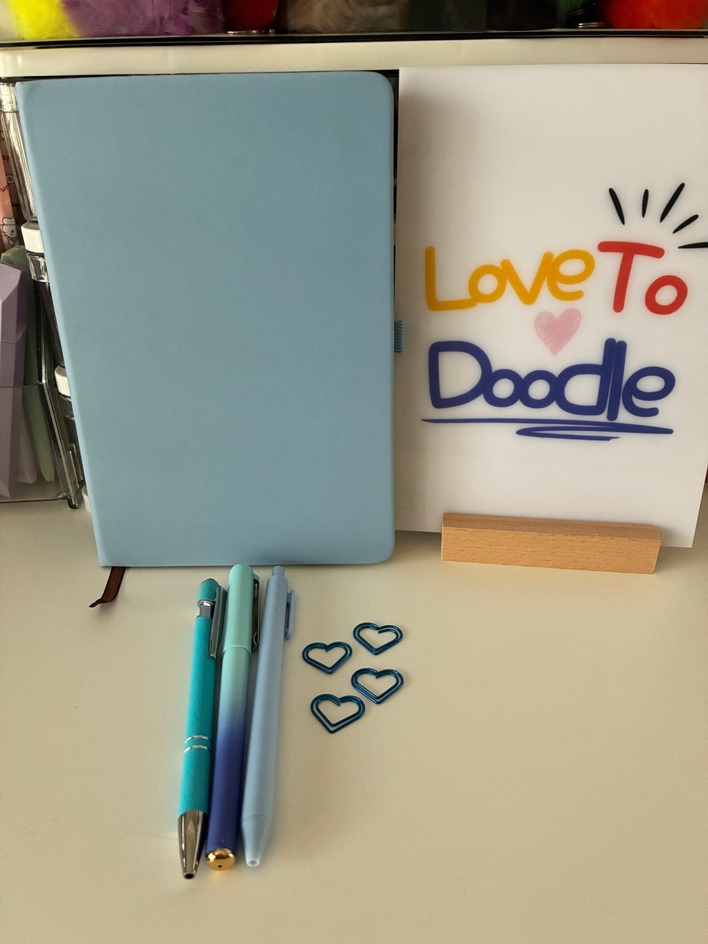 Blue A5 Notebook and Pens