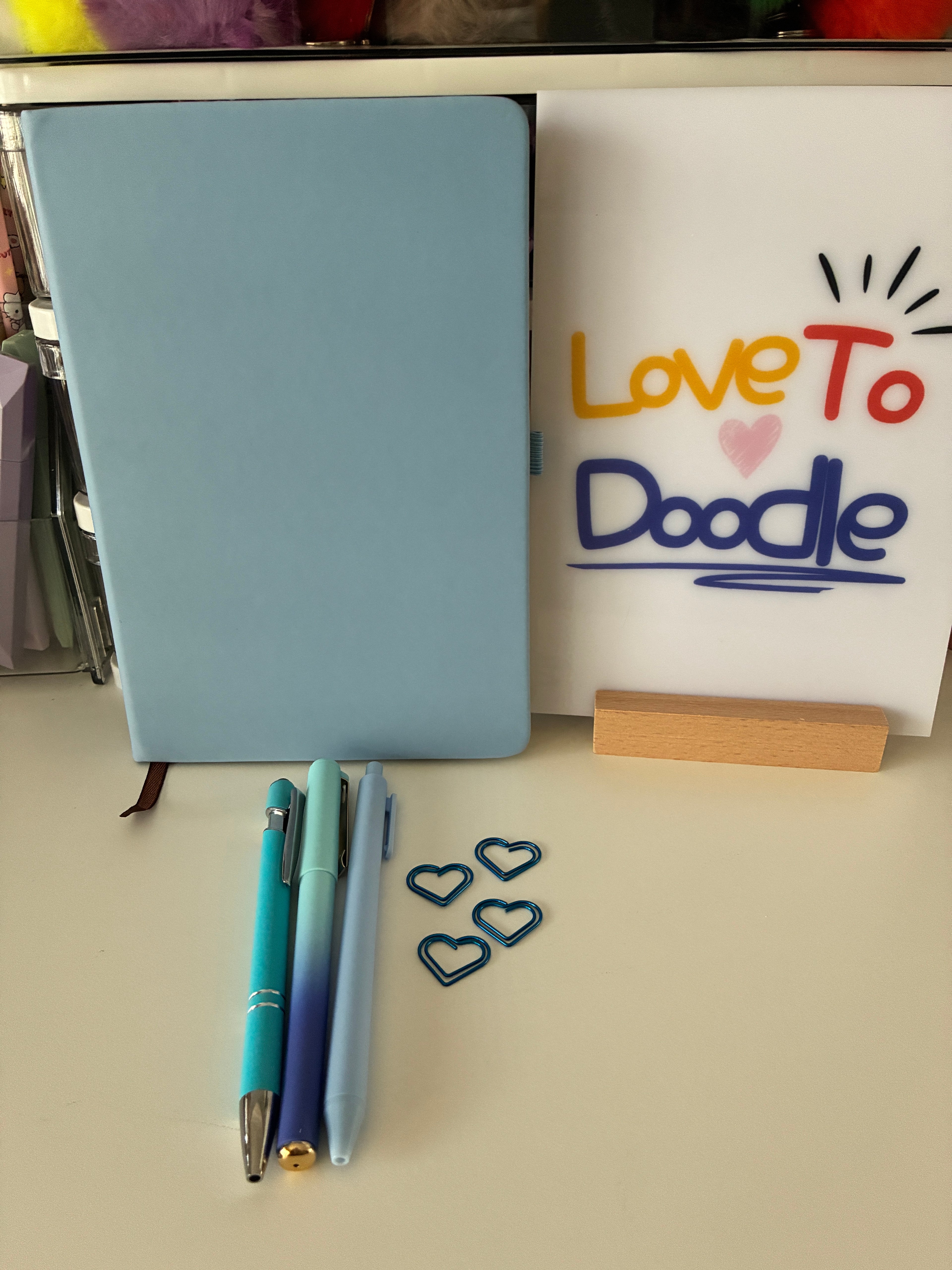 Blue A5 Notebook and Pens