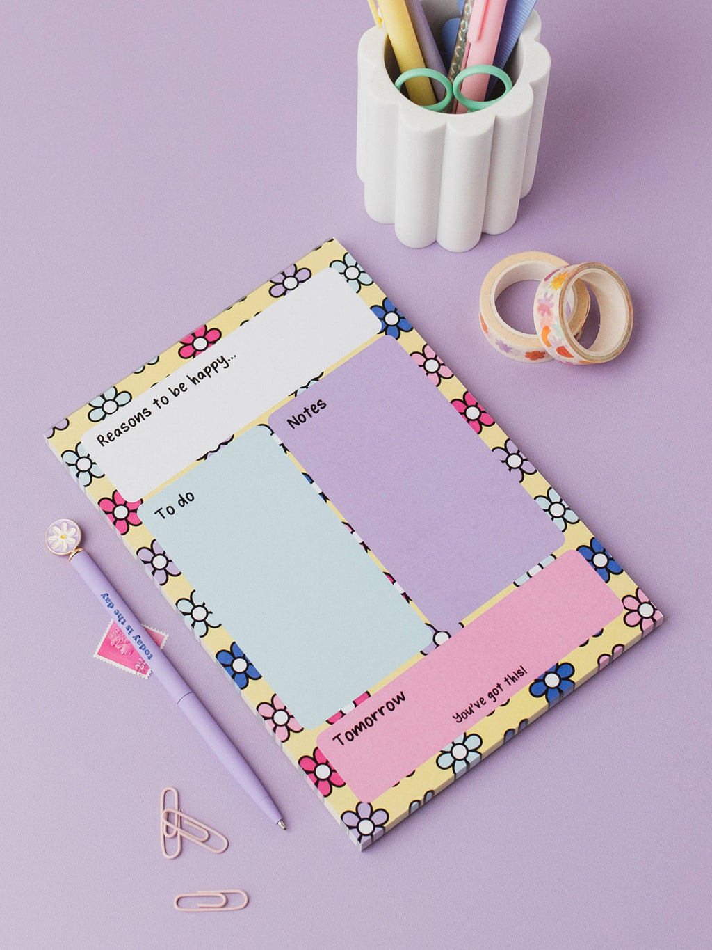 Cute Flower Print A5 Day Planner Notepad by The Happy Company