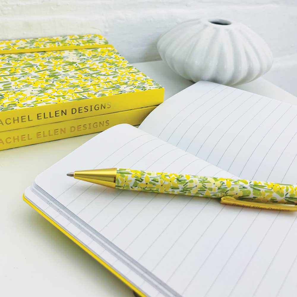 Rachel Ellen Designs A6 Notebook - Yellow Floral/Little Notes