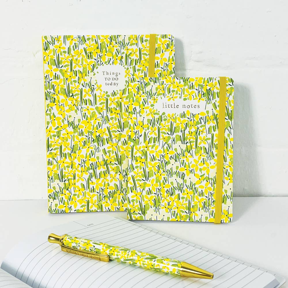 Rachel Ellen Designs A6 Notebook - Yellow Floral/Little Notes