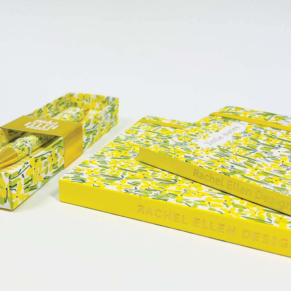 Rachel Ellen Designs A6 Notebook - Yellow Floral/Little Notes